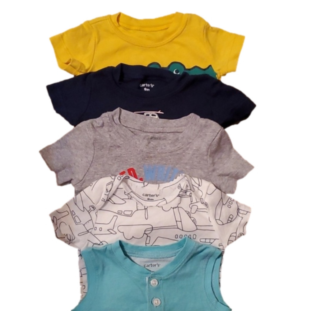 Carter's Infant Boy's Bodysuits Size 9 Months 5 piece Set